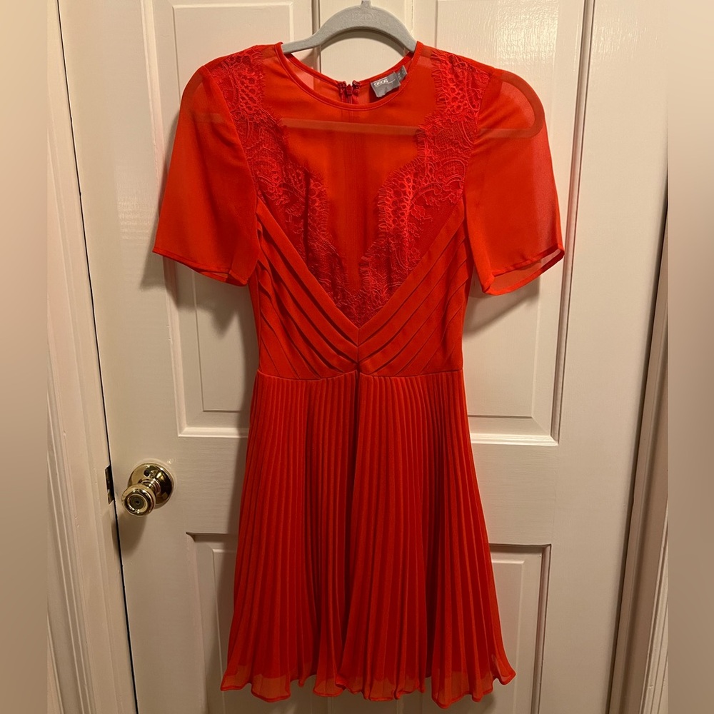 ASOS red polyester short sleeve dress, size 0, worn once.
